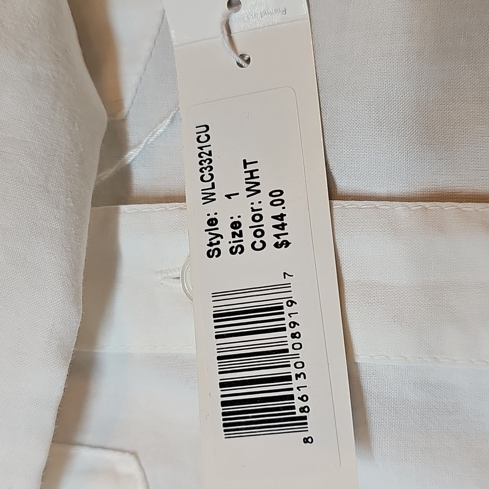 NWT JAMES PERSE WHITE CONTRAST PANEL 3/4 ROLL-UP TAB SLEEVE BUTTON-UP SHIRT FLAW - Picture 15 of 15